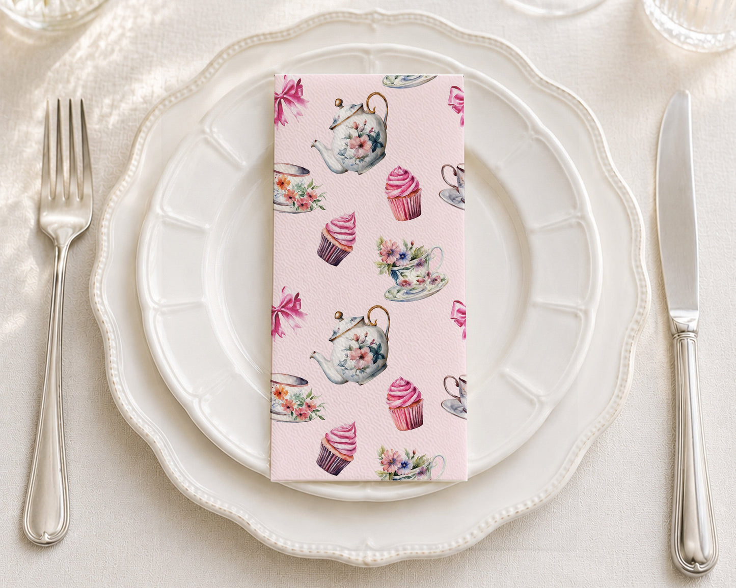 Pink Tea Party - Printed Guest Towel