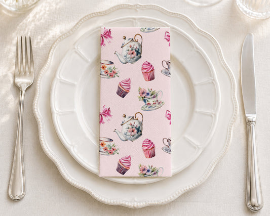 Pink Tea Party - Printed Guest Towel