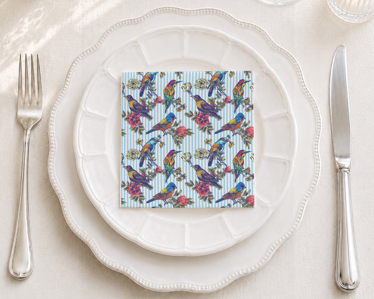 Pinstripe Tropics Cocktail Napkin