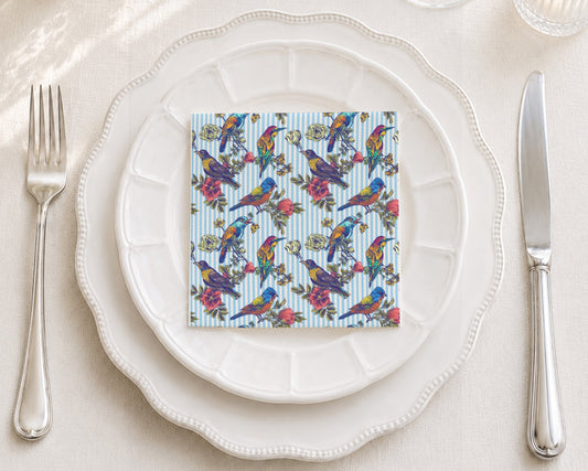 Pinstripe Tropics Cocktail Napkin