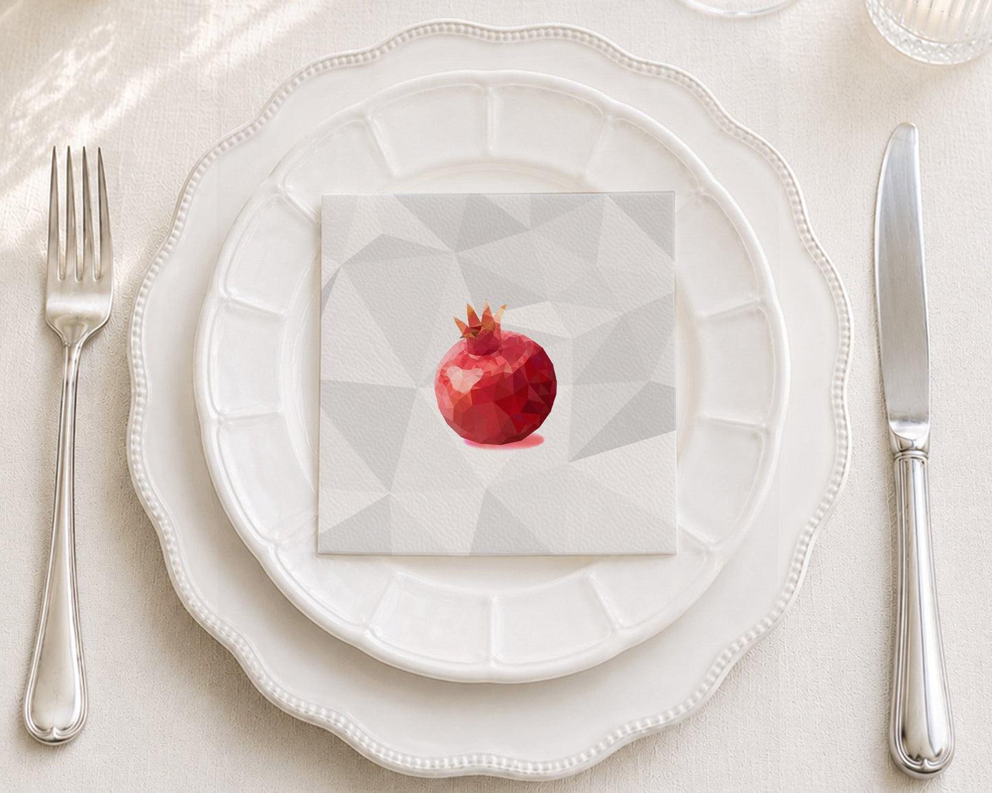 Pixelated Pomegranate Cocktail Napkin