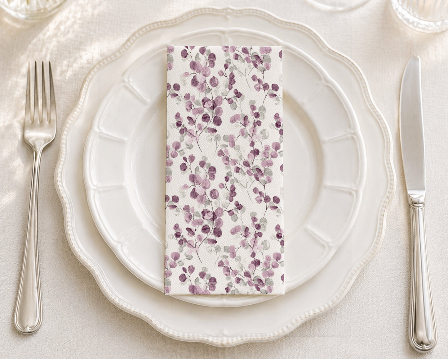 Plum Eucalyptus - Printed Guest Towel