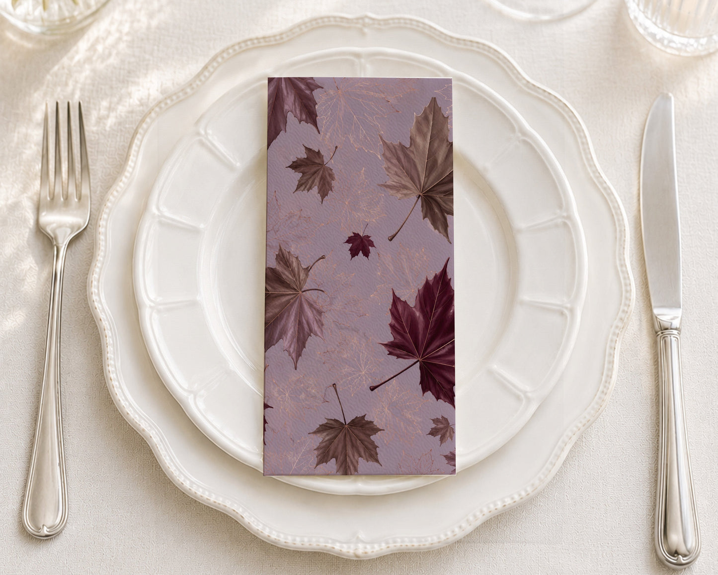 Plum Leaves - Printed Guest Towel