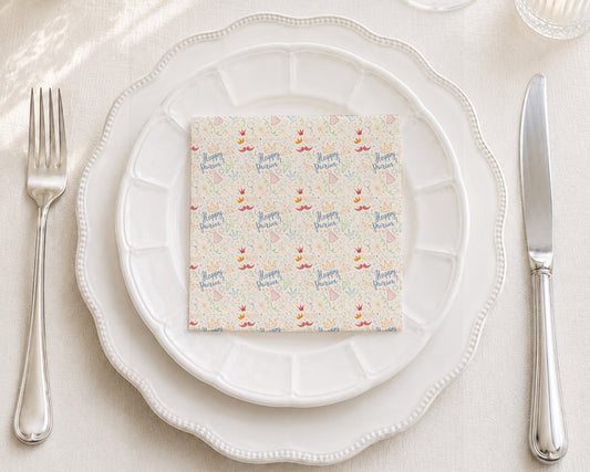Purim Scribble Cocktail Napkin
