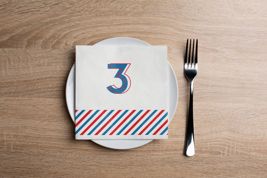 Red and Blue 3 Cocktail Napkin