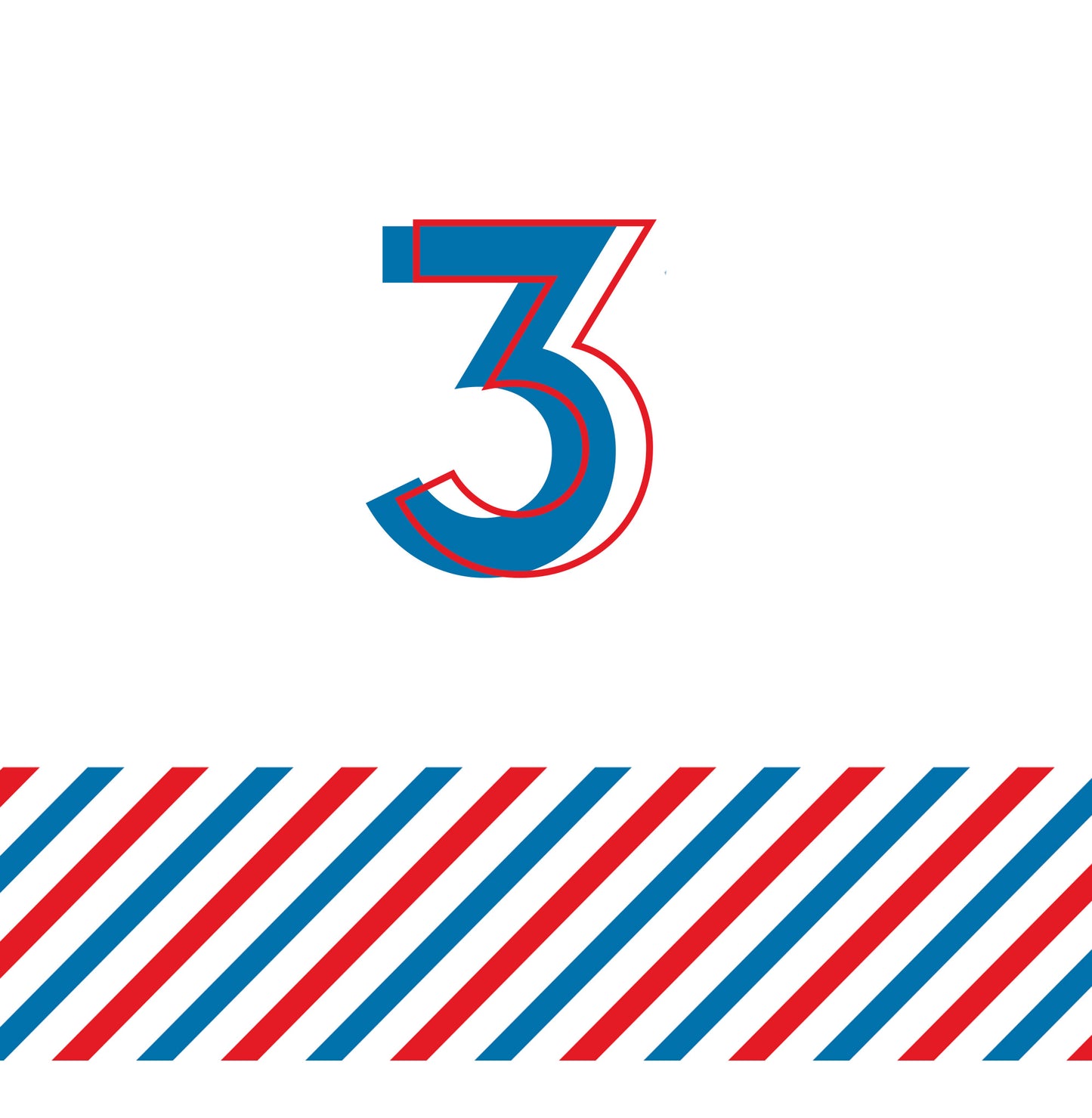 Red and Blue 3 Cocktail Napkin