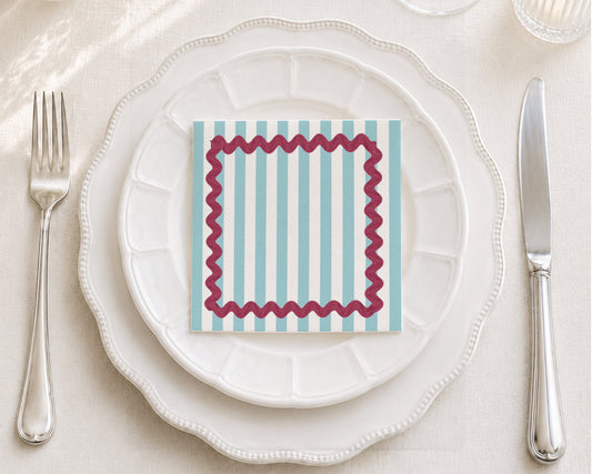 Ric Rac Blue Cocktail Napkin
