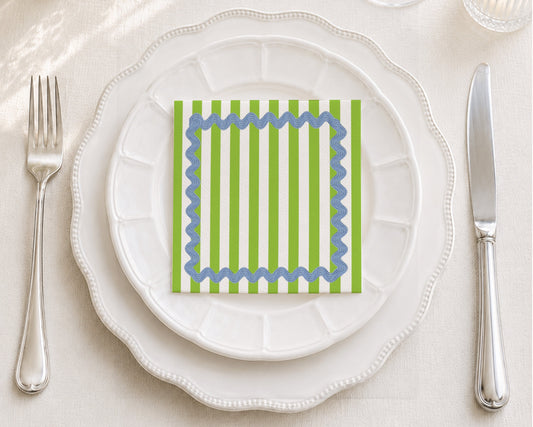 Ric Rac Green Cocktail Napkin