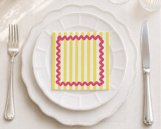 Ric Rac Yellow Cocktail Napkin