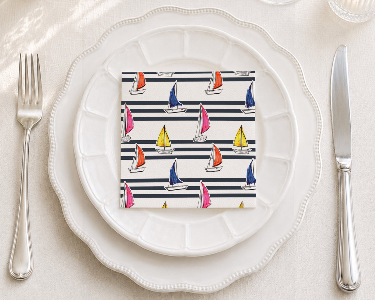 Sailboats Cocktail Napkin
