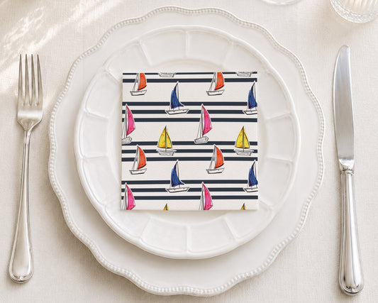 Sailboats Cocktail Napkin
