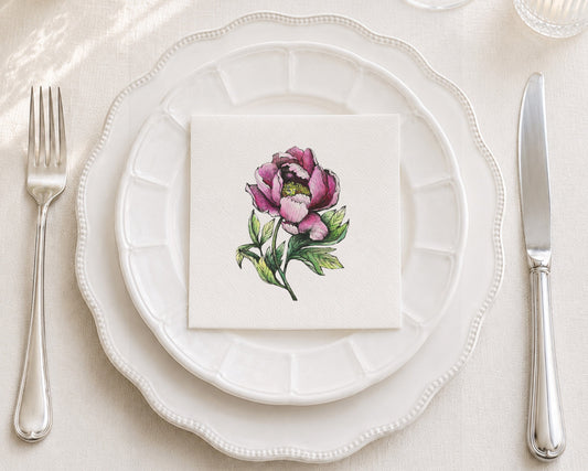 Shadow Peony Cocktail Napkin