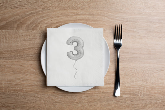 Silver 3 Balloon Cocktail Napkin