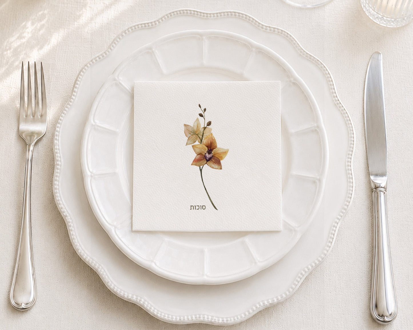 Solo Orchid Sukkos Cocktail Napkin