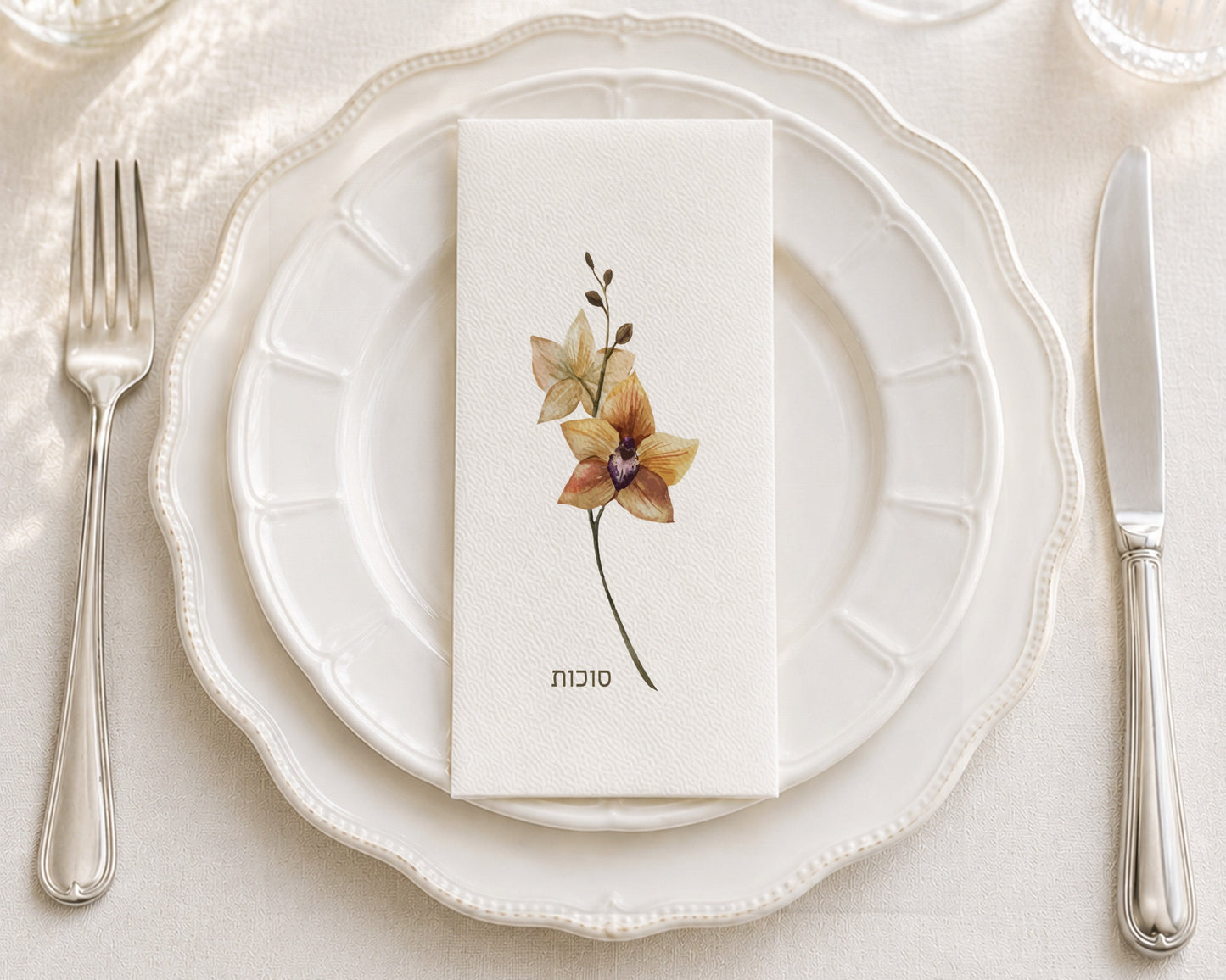 Solo Orchid Sukkos - Printed Guest Towel