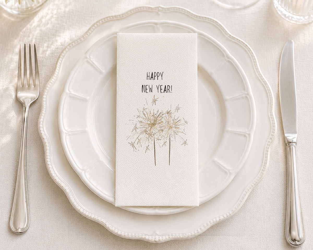Sparklers New Year - Printed Guest Towel