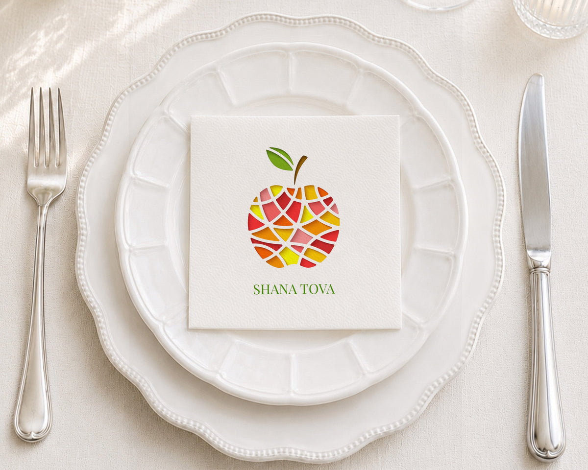 Stained Glass Apple Cocktail Napkin