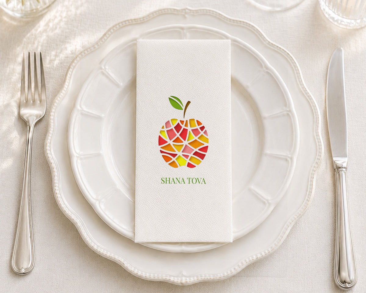 Stained Glass Apple - Printed Guest Towel