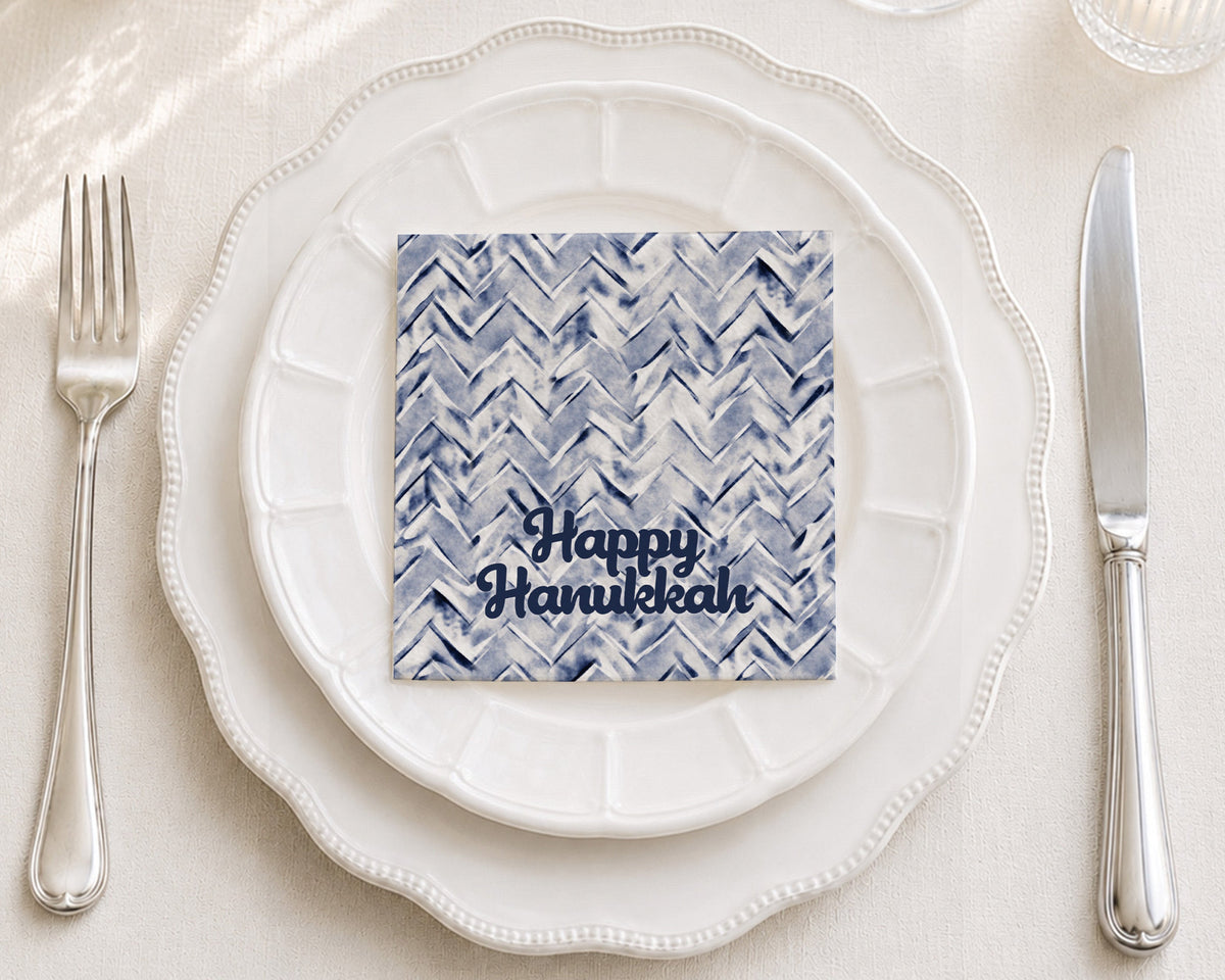 Stamped Chevron English Cocktail Napkin