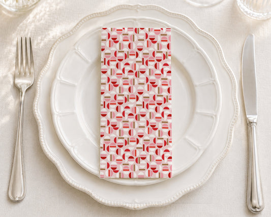 Strawberry Macarons - Printed Guest Towel