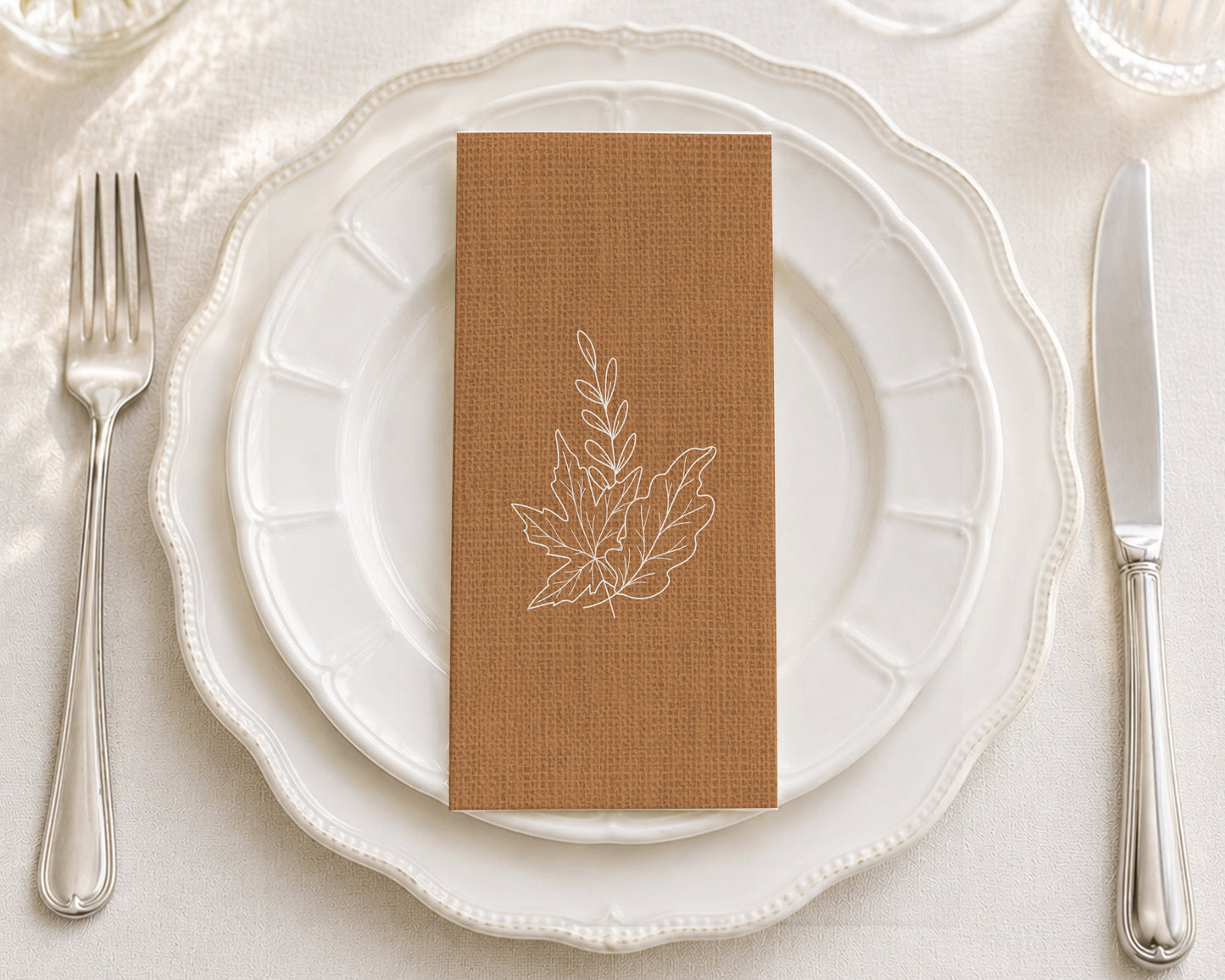 Tan Maple Leaf - Printed Guest Towel
