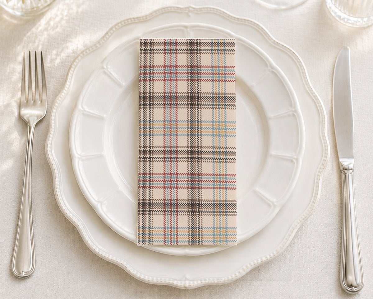 Tan Tartan - Printed Guest Towel