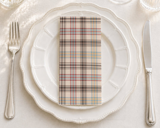Tan Tartan - Printed Guest Towel