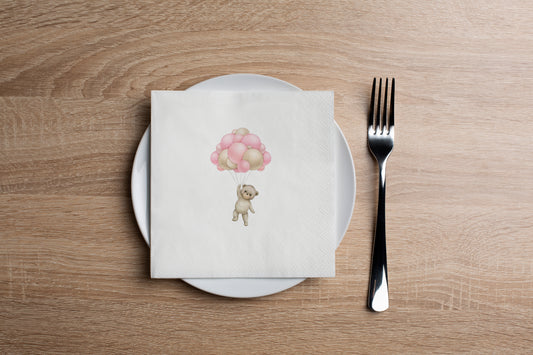 Teddy Pink Cocktail Napkin