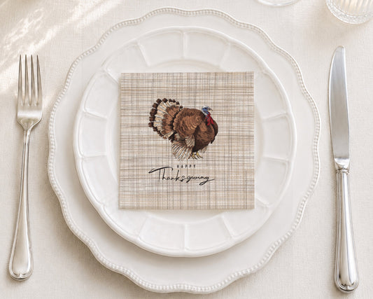 Thanksgiving Turkey  Cocktail Napkin