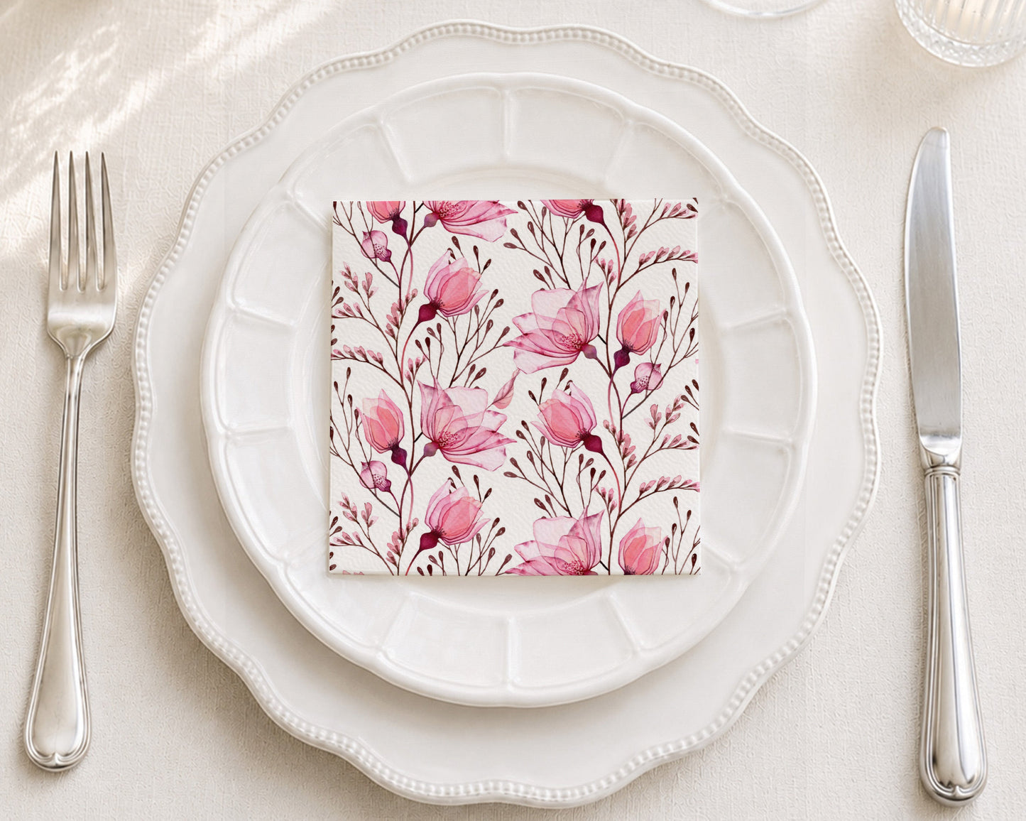 Transparent Rose Cocktail Napkin