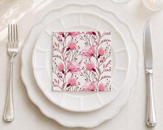 Transparent Rose Cocktail Napkin