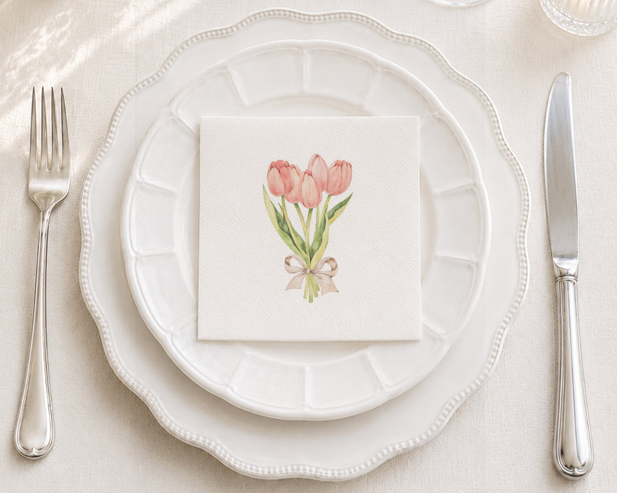 Tulip Bouquet Cocktail Napkin