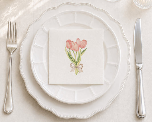 Tulip Bouquet Cocktail Napkin