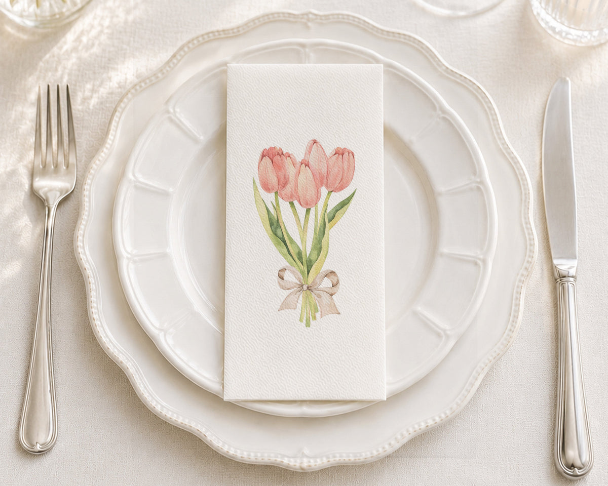 Tulip Bouquet - Printed Guest Towel