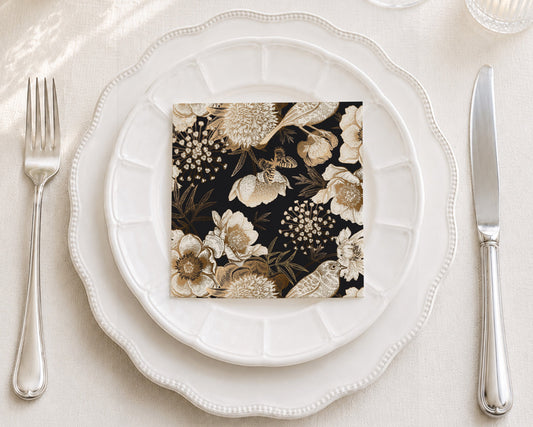 Vintage Gilded Foliage Cocktail Napkin