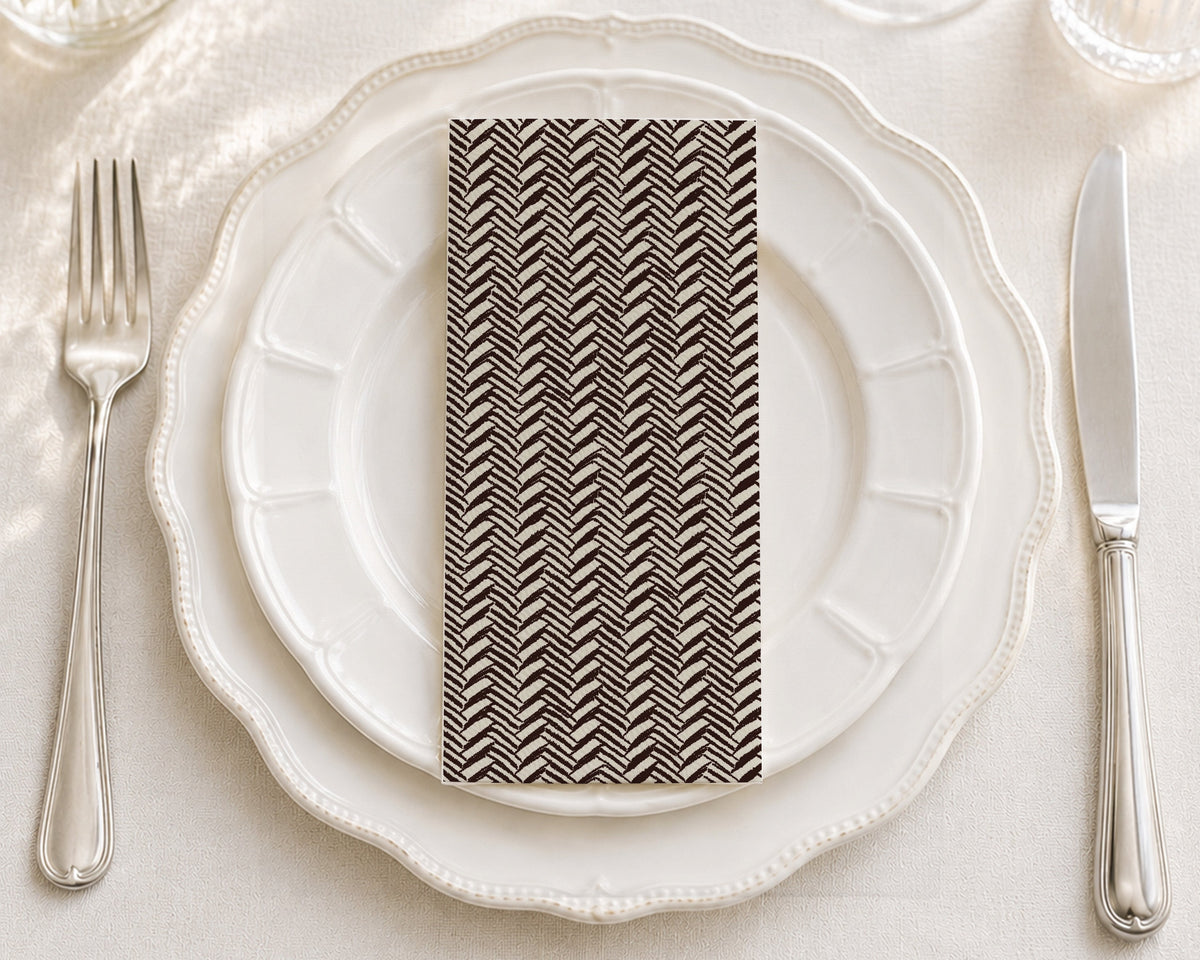 Vintage Herringbone- Printed Guest Towel