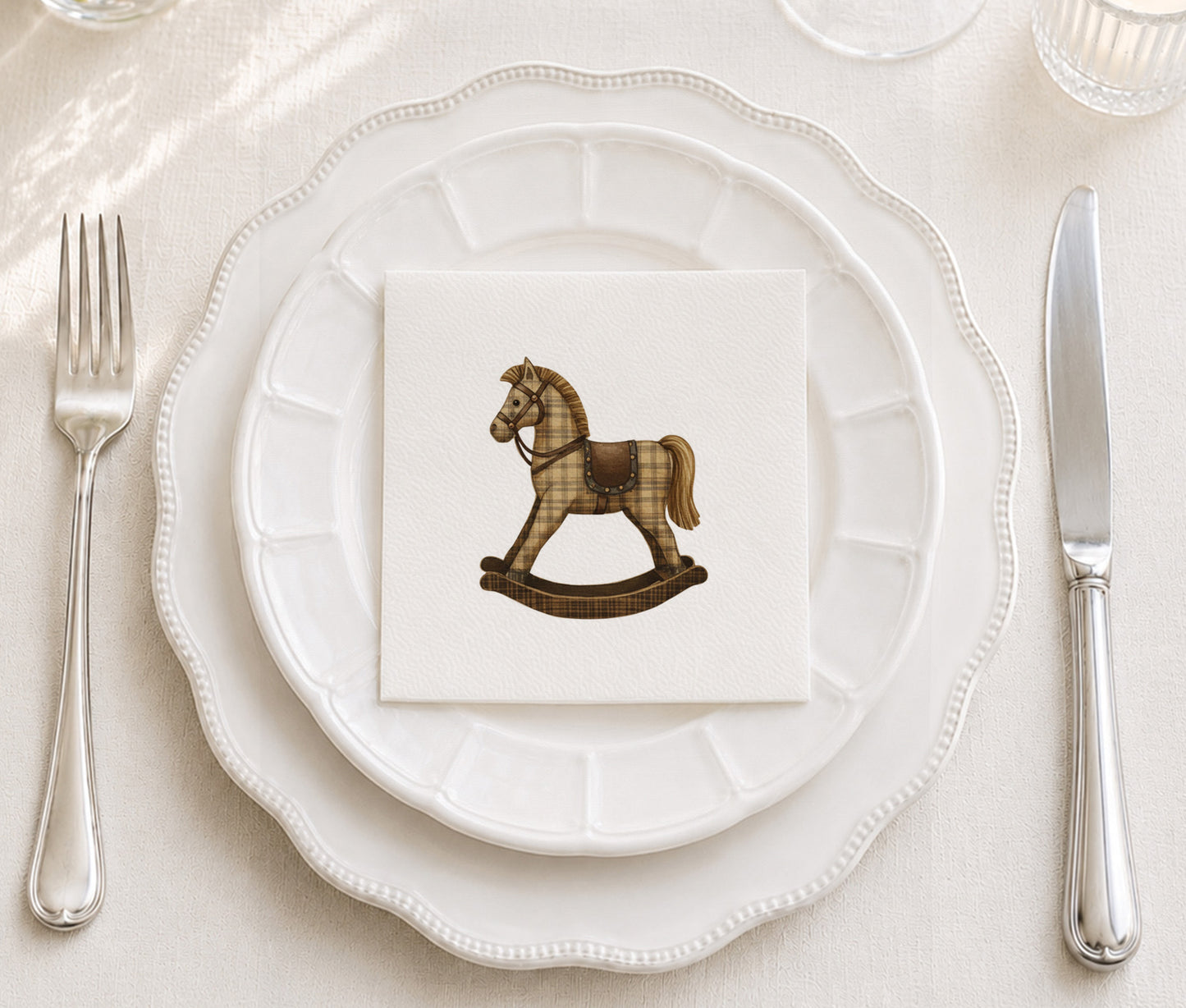 Vintage Rocking Horse Cocktail Napkin