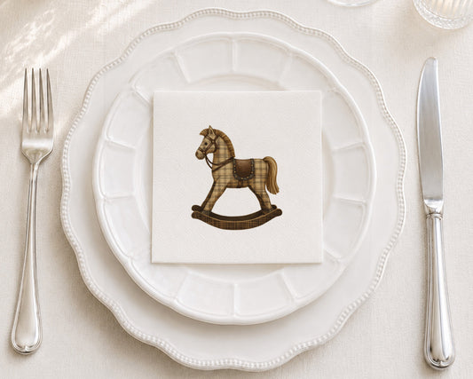 Vintage Rocking Horse Cocktail Napkin