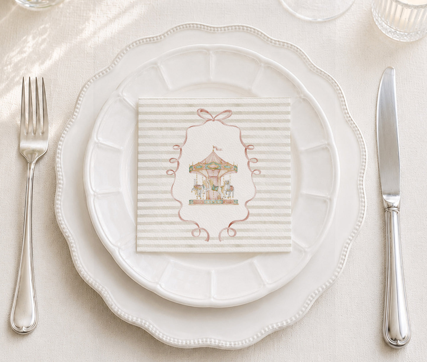 Watercolor Carousel Cocktail Napkin