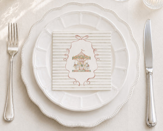Watercolor Carousel Cocktail Napkin