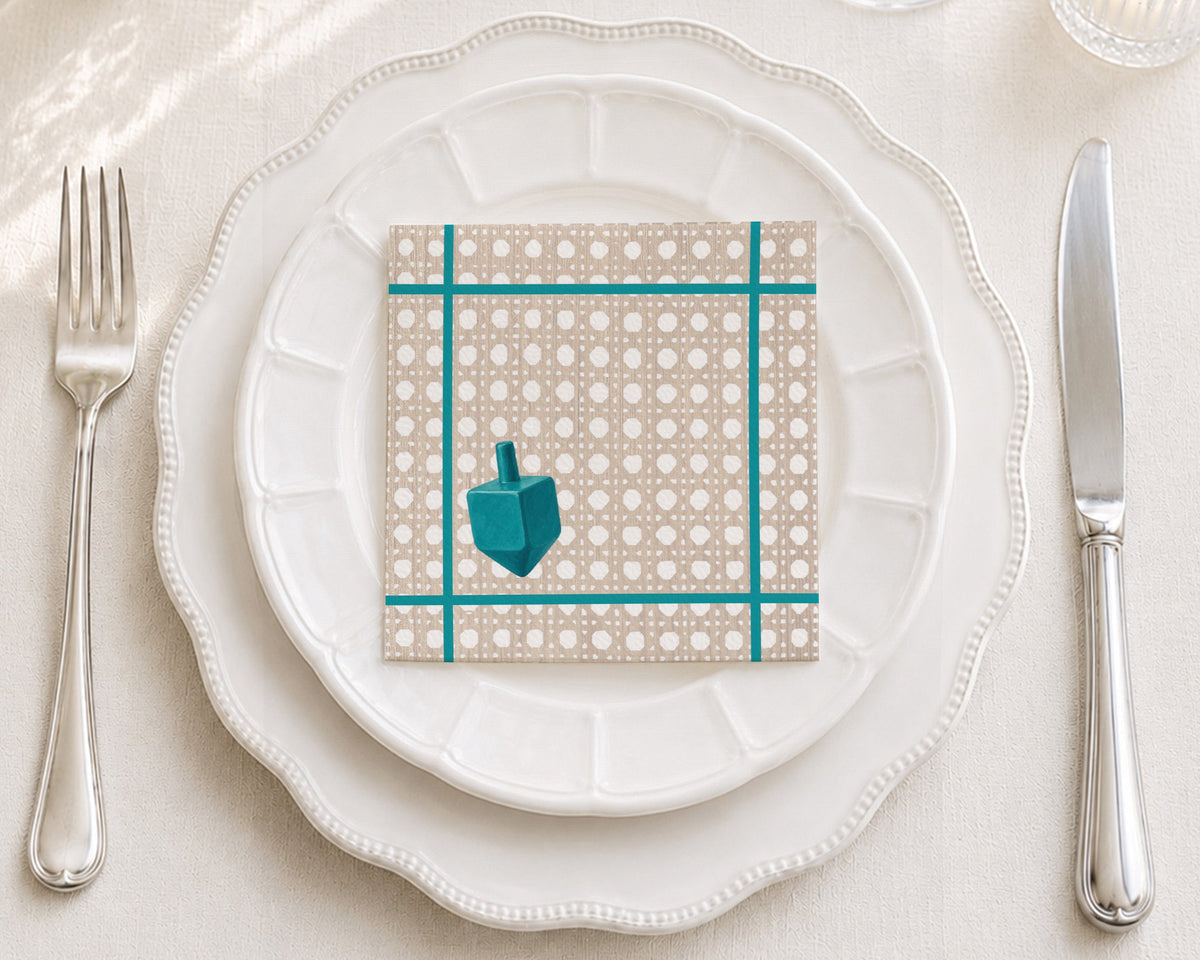 Wicker Dreidel Cocktail Napkin