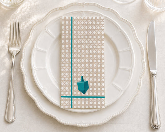 Wicker Dreidel - Printed Guest Towel
