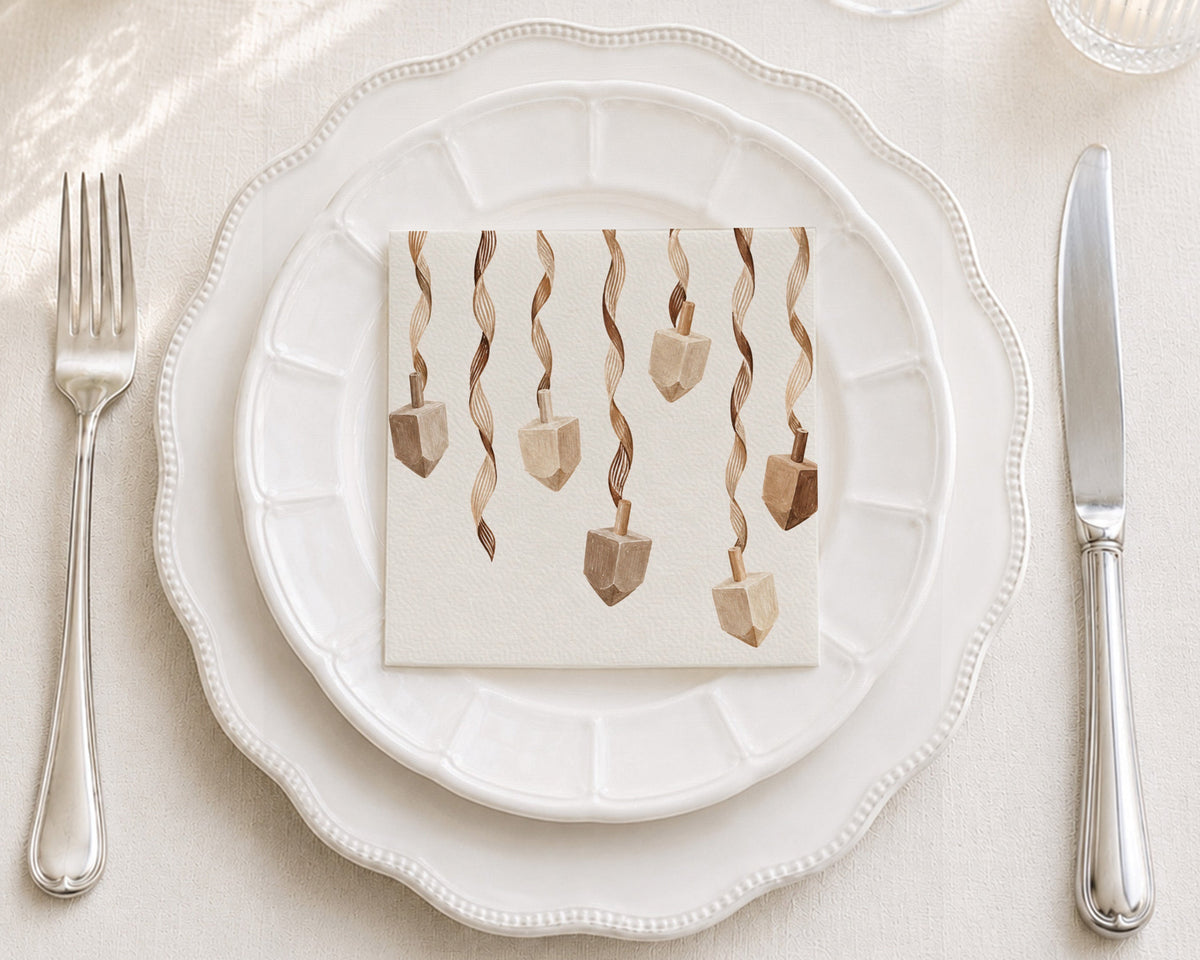 Wooden Dreidels Cocktail Napkin