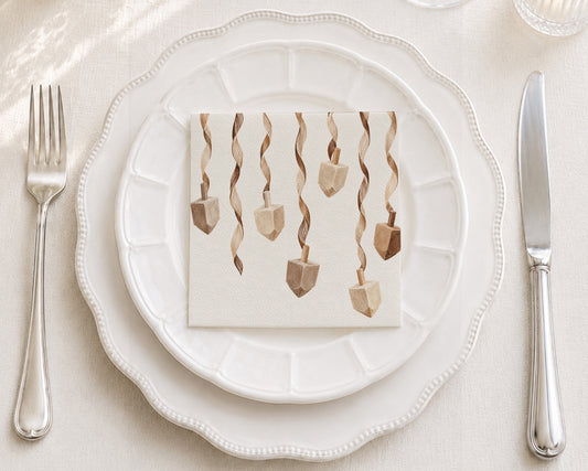 Wooden Dreidels Cocktail Napkin
