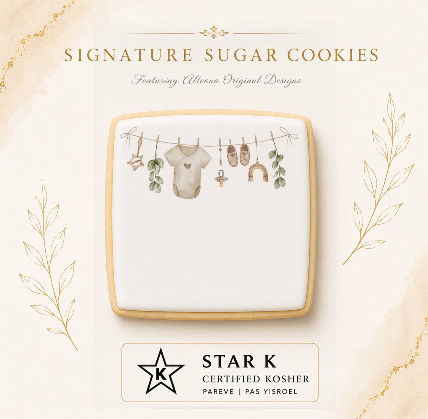Baby Clothesline Cookies | 12 Pack | Free Shipping