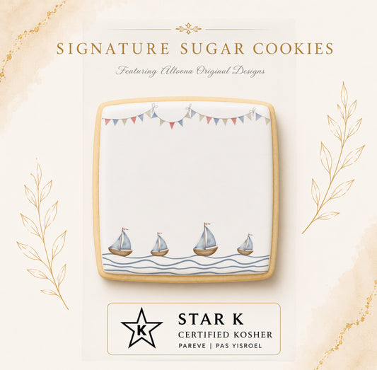 Blue Sailboats Cookies | 12 Pack | Free Shipping