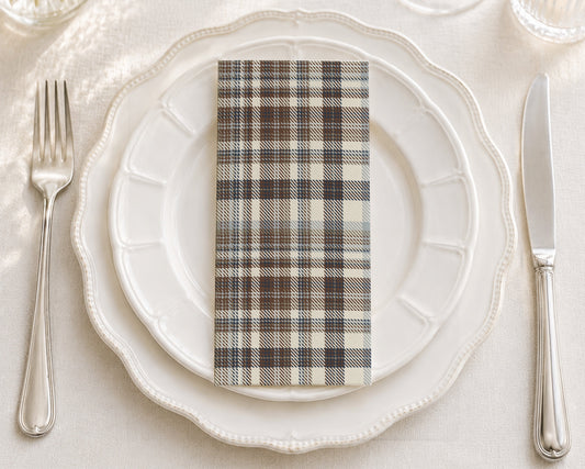 Brown Plaid - Printed Guest Towel