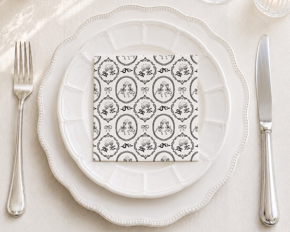 Klink Cameo Black Cocktail Napkin