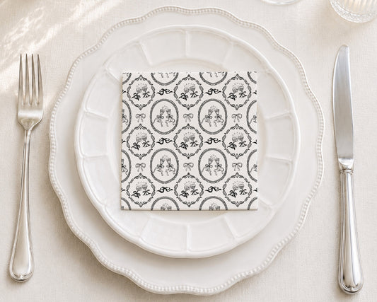 Klink Cameo Black Cocktail Napkin