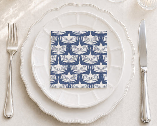 Flying Swans Blue Cocktail Napkin